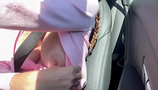 Italian Big tits Milf Artemisia Love big tits teasing in the car