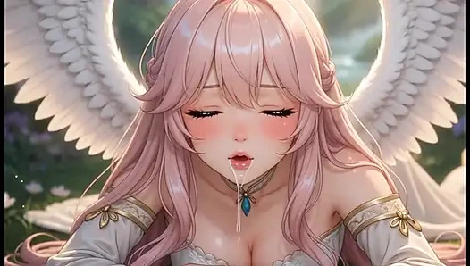 Hentai angel with big boobs masturbates