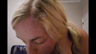 Nude Blonde MILF Blowjob: Swaying Tits and Explosive Facial