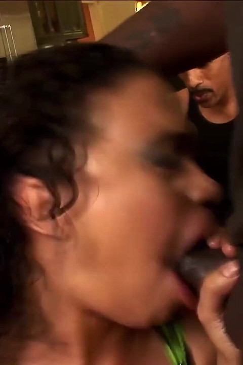 Ebony Babe with Huge Tits Gets to Blow Huge Black Dicks and Cumshot