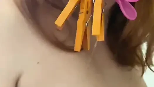 Clothespins, Spit, Licking Toilet and Floor Masturbation