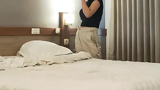 A friend of mine is in love with her boyfriend in her mother's room.