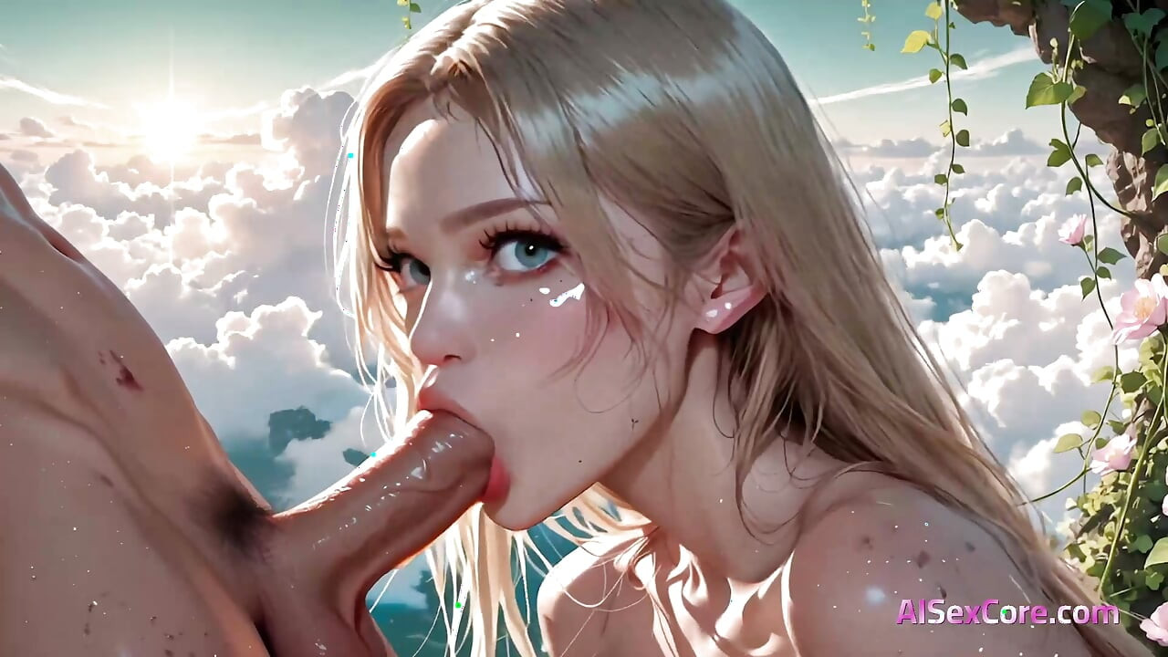핫한 정액이 그녀의 아름다움을 튀기면서 부드러운 꽃잎에 두드리는 공중 금발 (AI 포르노)
