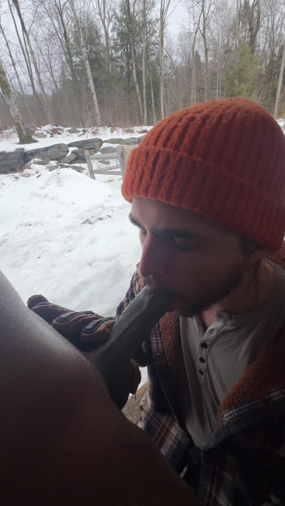 Hired Hauler Seduced by Hung Trans Girl for Bareback Woodshed Fuck - Vanniall Interracial POV Blowjob Anal | Clip 1