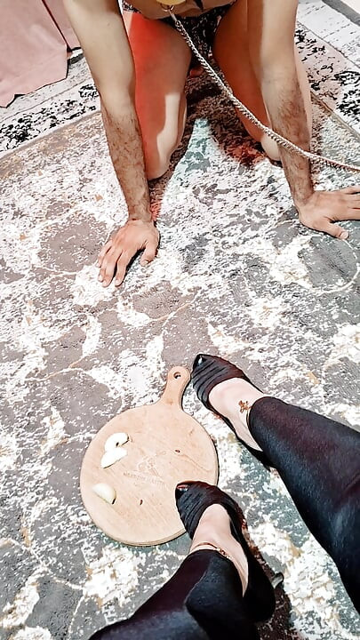 BDSM Slave Feeding Under My Feet  Spit on Food, Humiliation & FootShoe Worship Training
