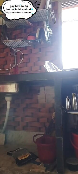 Indian Gay Boy Going Without Clothes to His Master's Home for Doing Dishesh Washing Clothes Etc