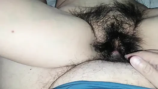 My lover's cock pounding my tasty, hairy hole