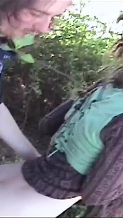 Skinny brunette tattooed girl outdoors with her boyfriend | Clip 2
