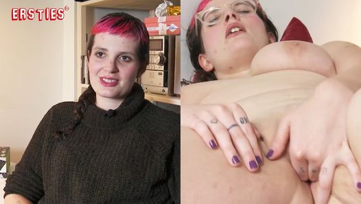 Ersties - брюнетка Klara массирует ее сексуальные изгибы