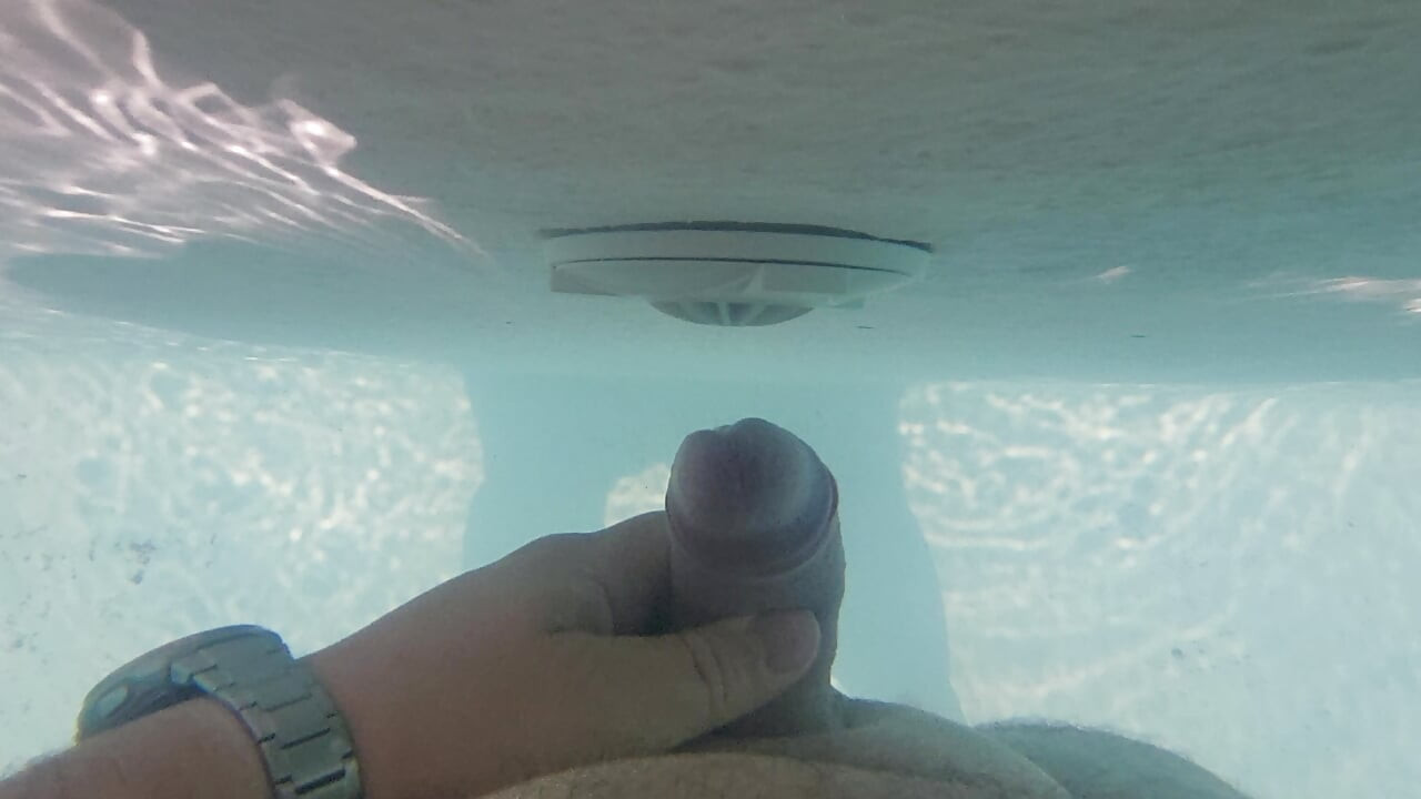 Water jet orgasm in pool