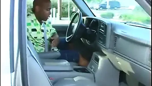Black man eats a beautiful black girl's hairy pussy