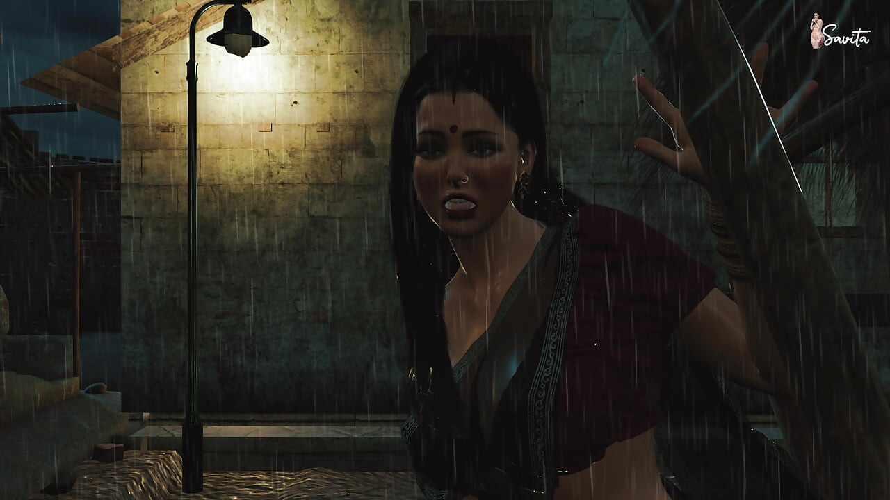 Sexy Desi-witwe Meena Von Ihrem Nachbarn Im Regen Gefickt
