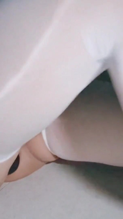 Just next to my sister's bed! Chastity cage vibrator masturbation in a slutty microskirt and white lace stockings | Clip 3