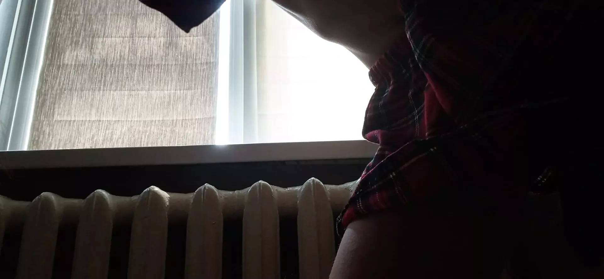 Girl in school uniform masturbates hot