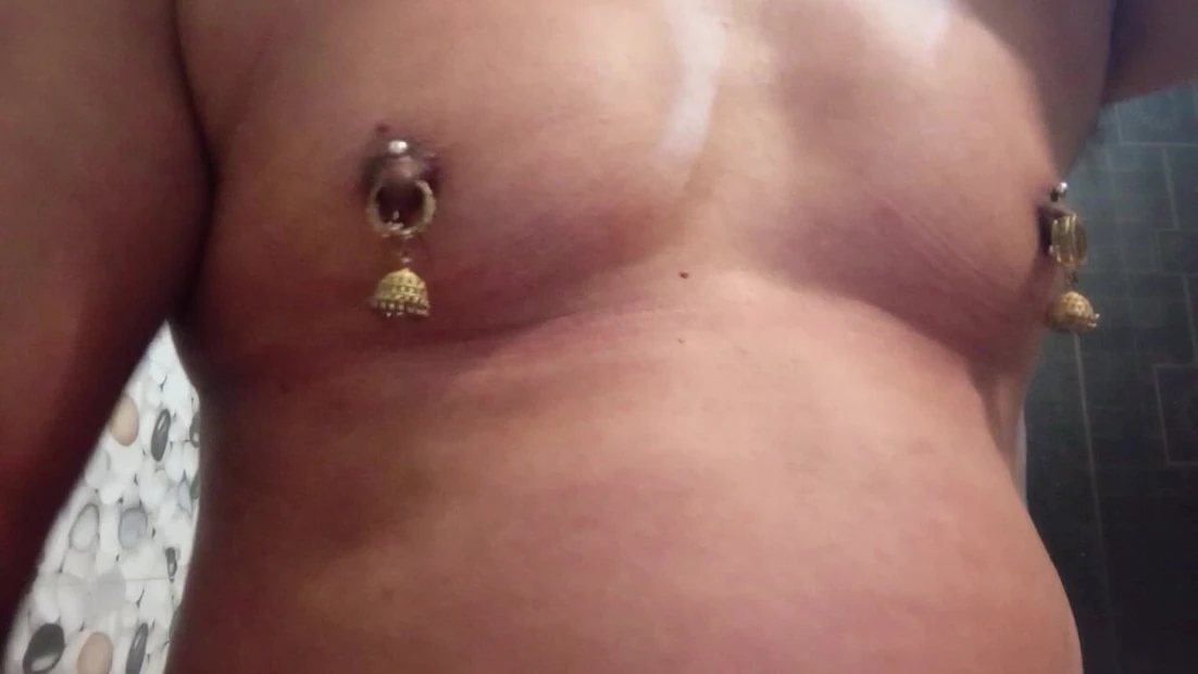 Beautiful sexy transgender nippels piercing rings