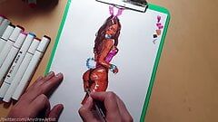Drawing Technique , Female Sexy Figure , speed Drawing process sketch markers