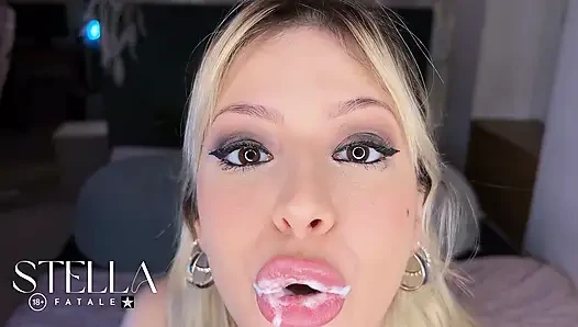 Stella fatale si cewek perancis dengan mulut aduhai lagi asik muasin memeknya pakai stella fatale - close up