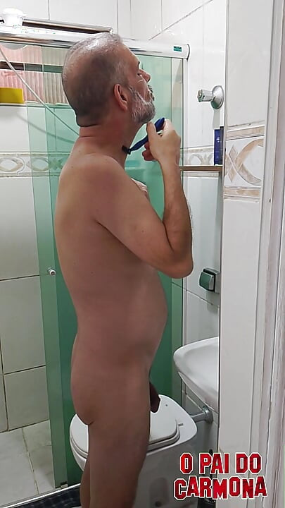 Mr. Carmona shaving naked