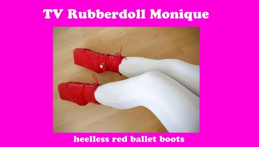 Rubberdoll Monique - heelless red ballet boots