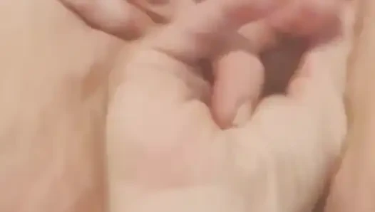 Husband fingers wife's asshole while she rubs her clit