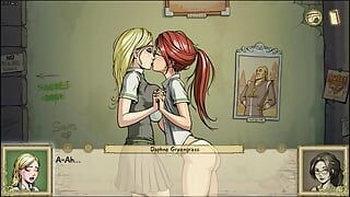 2 lesbische sletterige schoolmeisjes krijgen het op in Zweinstein - onschuldige heksen - Harry Potter - schoolmeisje outfit, rok sokken slipje