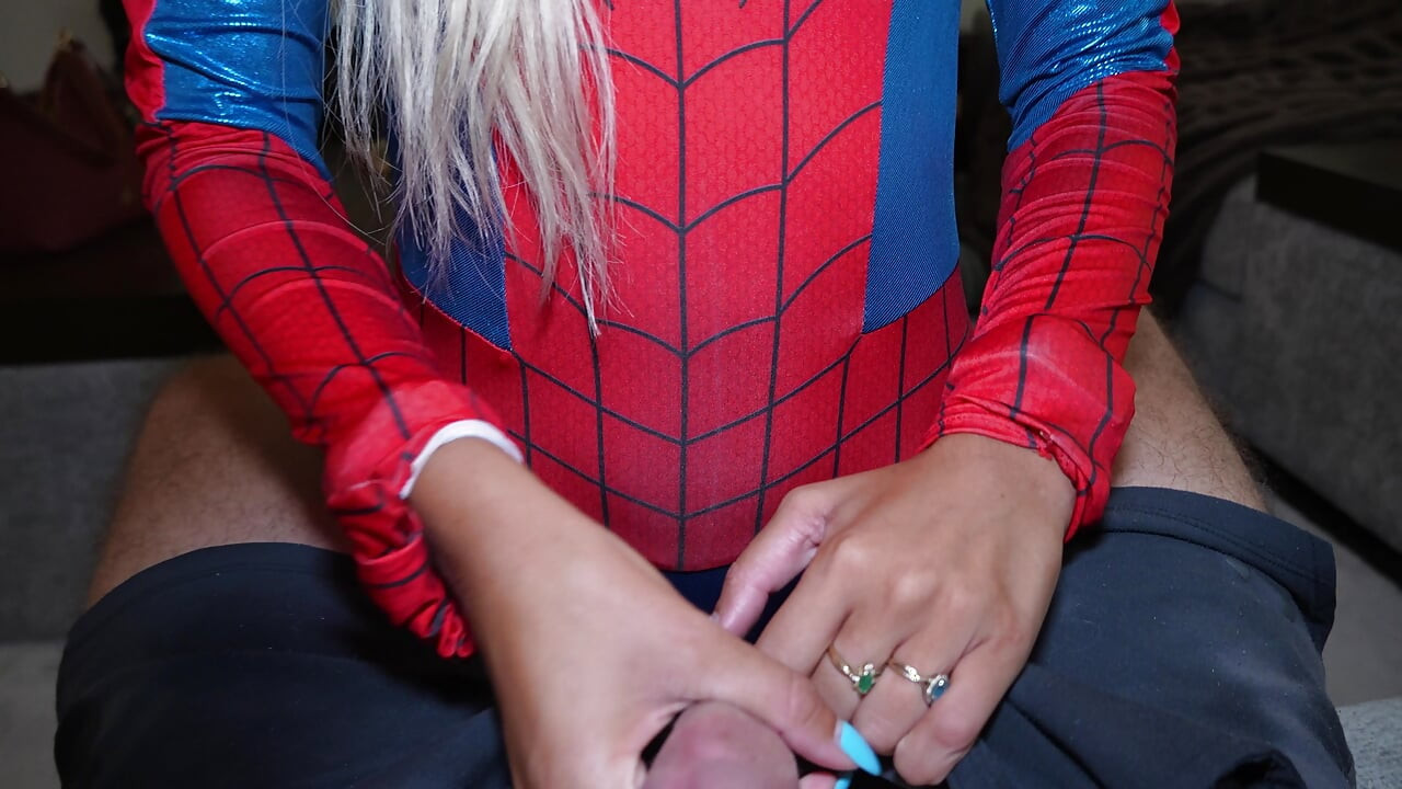 SpiderGirl Gets Covered in a Web of Her Step Bros Cum!