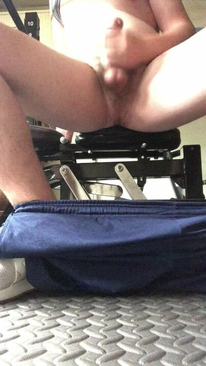 Jerking in Family home gym while cousin watches