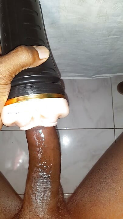 Black cock jerking off with flesh light pt4