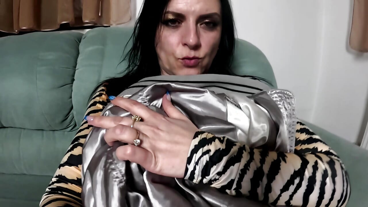 Smoking Fetish, Bomber Jacket Destruction and Dirty Masturbation in a Glossy Nylon Jumpsuit