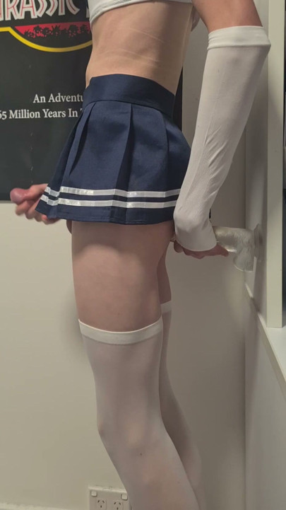 sailor cosplay femboy cums from anal masturbation
