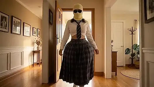 Petite Big Ass Schoolgirl Teasing at Home