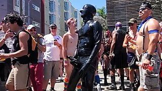 Me cumming loudly in public in latex at Dore Alley Fair 2019