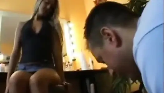 Blonde babe loves to punish her slave