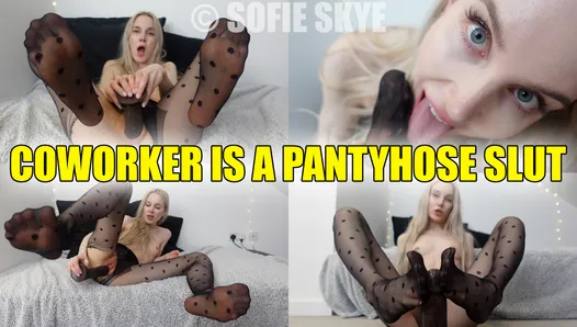Coworker is a Pantyhose Slut, Sofie Skye, Free Teaser, Nylon Fetish, Pantyhose Fetish, Petite Blonde, Roleplay, Pussy Fu