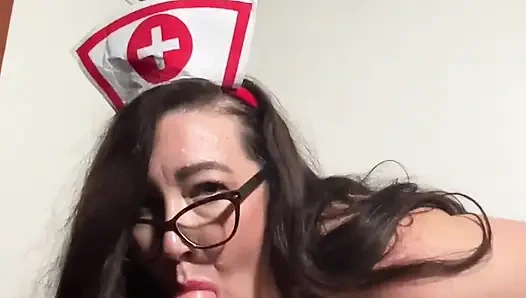 Hot Busty BBW Nurse Blowjob Lick Suck Stroke