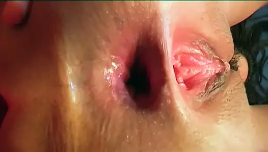 Gorgeous brunette with hairy pussy has fun with a big cock