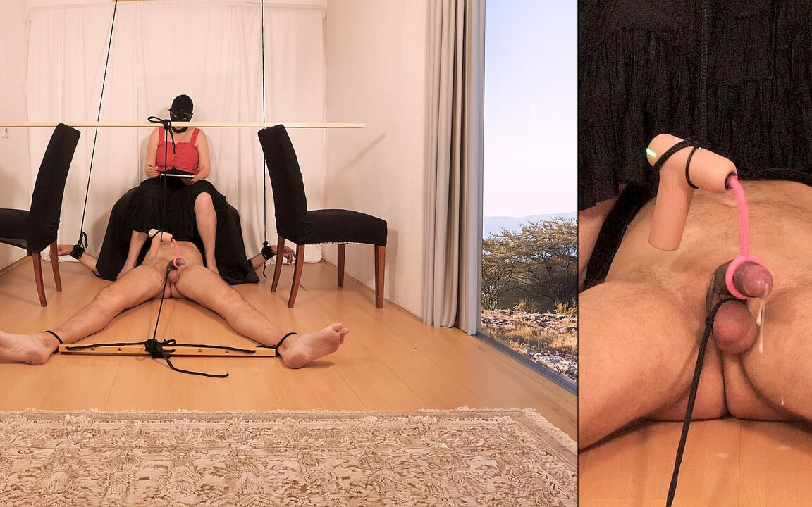Drawing an Artwork of His Post Orgasm Tortment Suffering Makes Her Horny, and She Gets Herself off