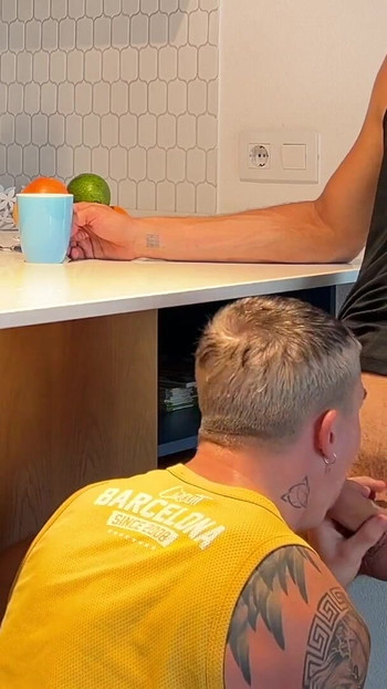 Epic moment from "Husband sucked off his friend while his wife washed the dishes"