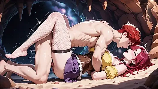 Schmutzige rothaarige hentai-süße bittet um mehr sahnige liebe in cosmic Cave