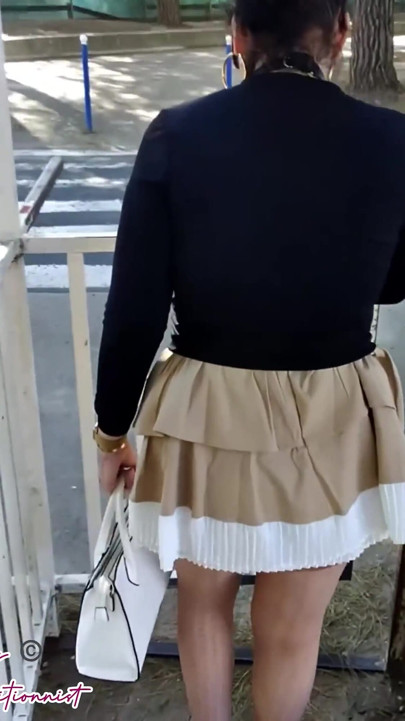Outdoor Mini Skirt No Pantie with Anal Plug
