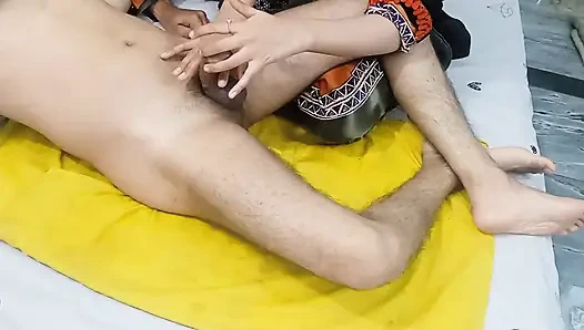 Indian Husband Beautiful Wife Big Dick Massage and Fingering Cream Cumshot in Wife Hand