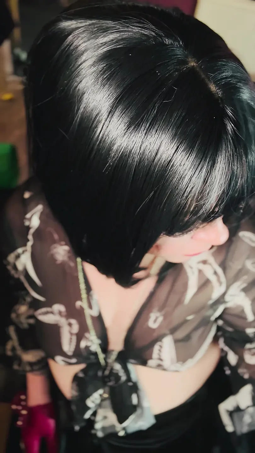 Leather Gloved Goth Tina Snua Smoking A Cork 100 Cigarette – OMI OME Snap Inhales Drifting Smoke