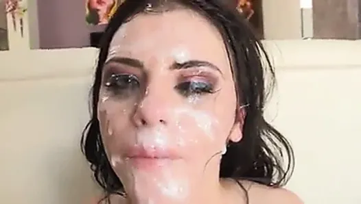 Adriana Chechik gets her slutty face covered in sticky cum
