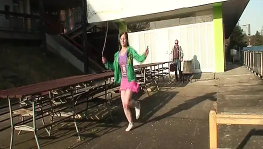 Hot Brunette Gets Eaten Out and Fingered by Older Guy Outdoors