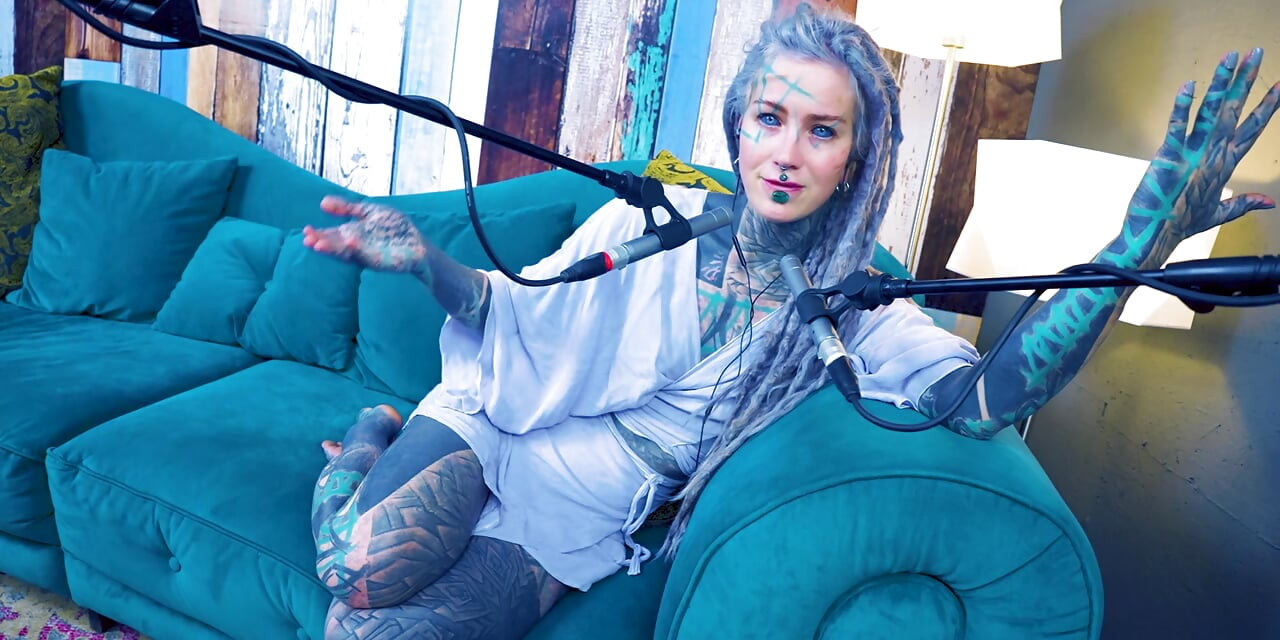 I talk about S - Shame - ASMR podcast SFW talking goth skinny girl dreadlocks tattoo model inked girl