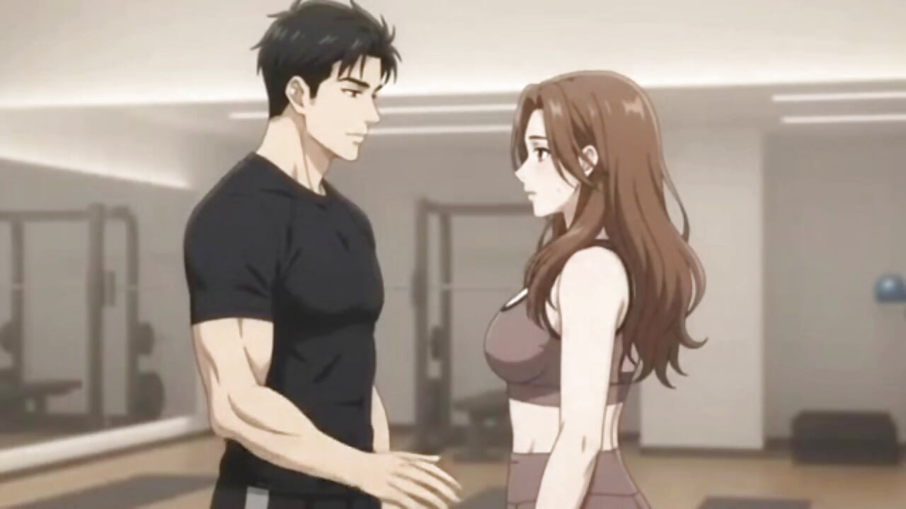 Gym trainer Seduce her client during exercise in gym
