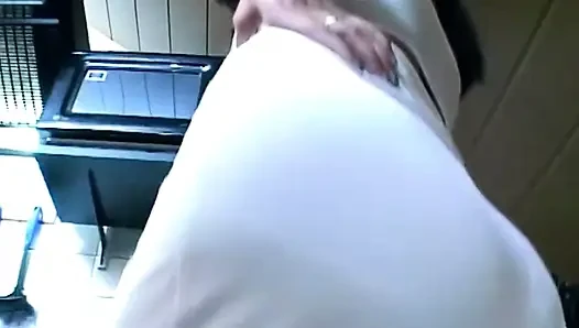 Kitchen Anal Dildo Stretch with Self-sucking Sloppy Tits