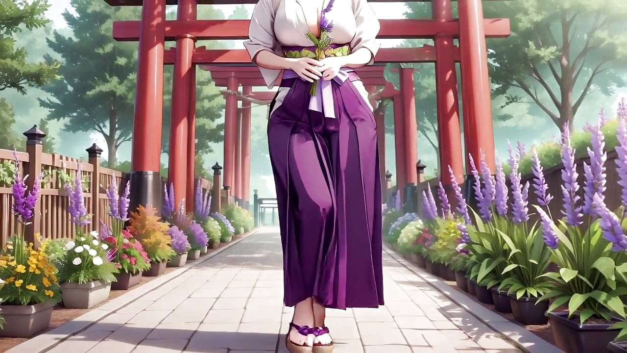 Red-Haired Miko! Deep V Kimono Soaked, Blooming from Serenity to Madness in the Vermilion Torii Corridor!
