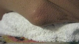 Humping and cumming in pantyhose, close-up view