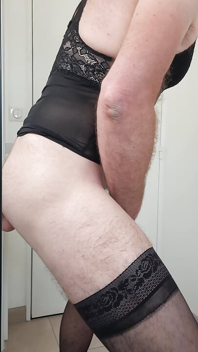 Crossdresser wankin and cum